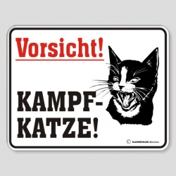 Fun Schild - Vorsicht! Kampfkatze!
