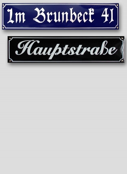 Emaille Strassenschild mit Wunschtext bis 22 Zeichen -15 cm hoch