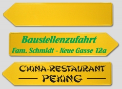 Richtungspfeil - gelb - mit individuellem Text