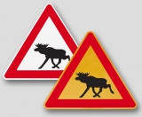 Verkehrsschild Achtung mit dem schwedischen Elch -