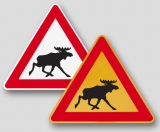 Verkehrsschild Achtung mit dem finnischen Elch -