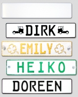 Individuell geprgtes LKW Namensschild - weiss