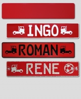 Individuell geprgtes LKW Namensschild - rot
