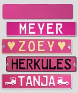 Individuell geprgtes LKW Namensschild - pink