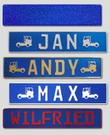 Individuelles LKW Namensschild - blau-metallic