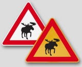 Dreieckiges Verkehrsschild mit dem Elch aus Kanada -